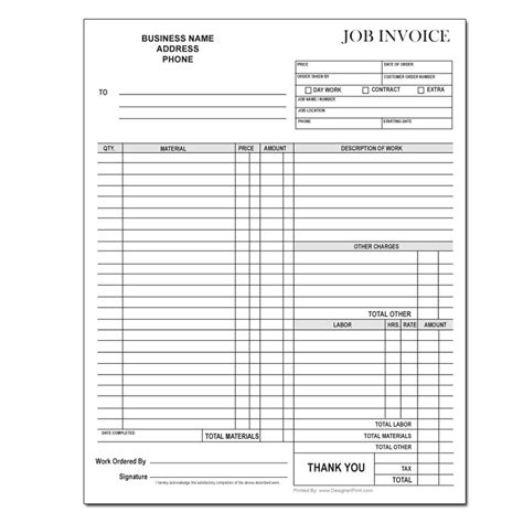 Custom Job Work Order Forms Designsnprint