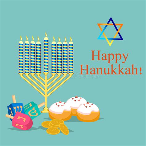 Happy Hanukkah Greeting Card Design Vector Illustration Stock Vector
