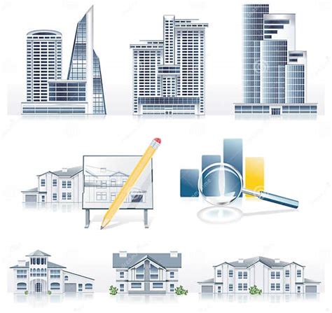 Vector Detailed Architecture Icon Set Stock Vector Illustration Of