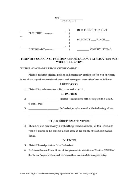 Texas Original Petition Fill Out Sign Online Dochub Hot Sex Picture