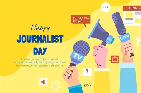 Free Vector Flat Journalist Day Background With Hands Holding