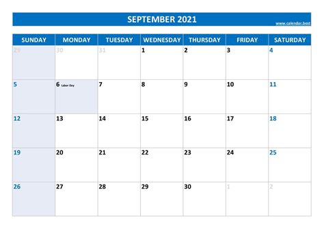 September 2021 Calendar Calendarbest
