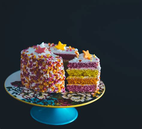 Yummy Birthday Cake On Platter Image Free Stock Photo Public Domain