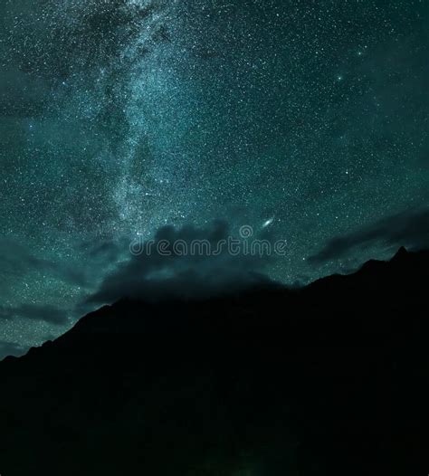The Starry Sky And The Milky Way Above The Mountains Stock Image