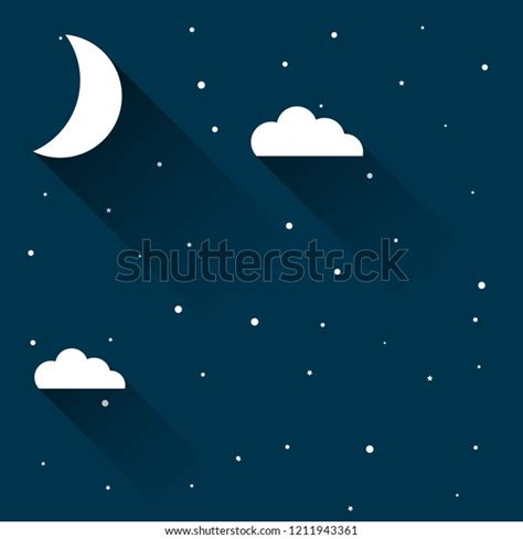 Half Moon Night Sky Stars Flat Stock Vector Royalty Free 1211943361