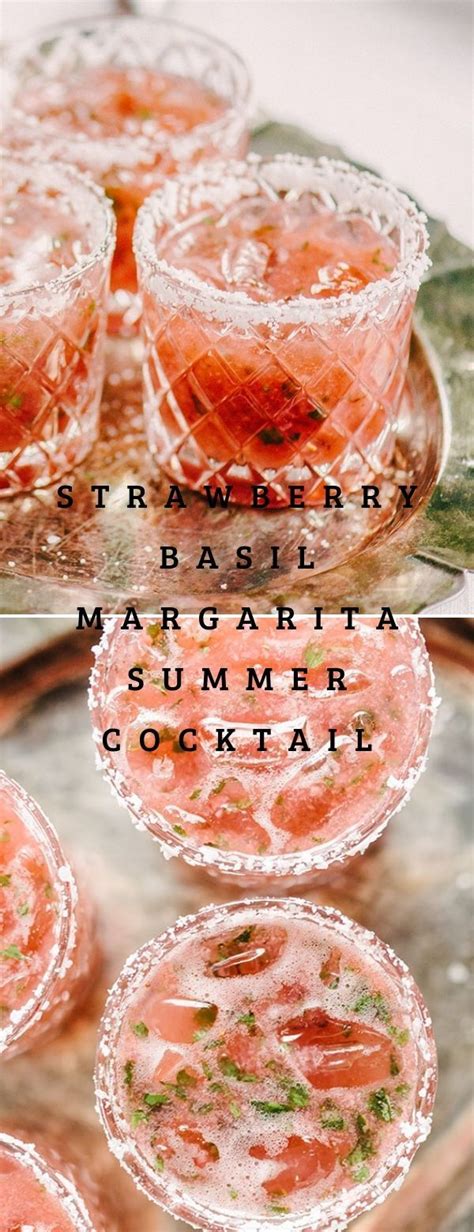 Fresh strawberries and fresh basil! Strawberry Basil Margarita Summer Cocktail #strawberry #cocktails #cocktailsrecipes | Sommer ...