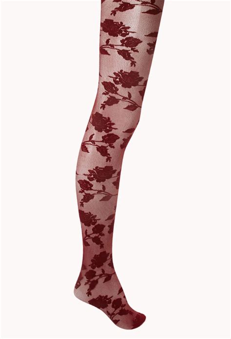 Lyst Forever 21 Floral Tights In Purple