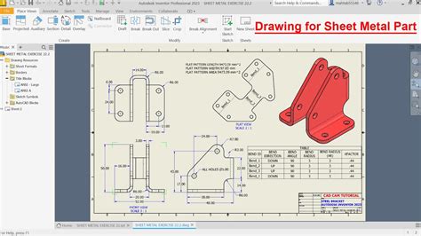 Create A Drawing For A Sheet Metal Part In Autodesk Inventor Youtube