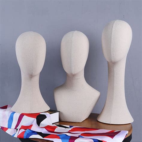 female fabric covered mannequin head for display in figurines and miniatures from home and garden on