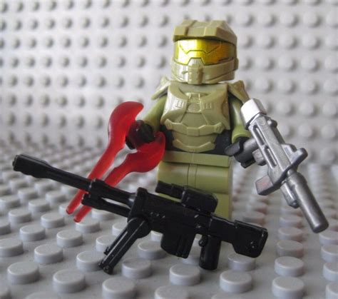 Lego Custom Halo Master Chief Spartan Minifigure Olive Green Sword