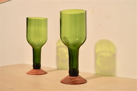 Wine Glass Made From Recycled Wine Bottle Set Of 2 250ml Etsy Uk