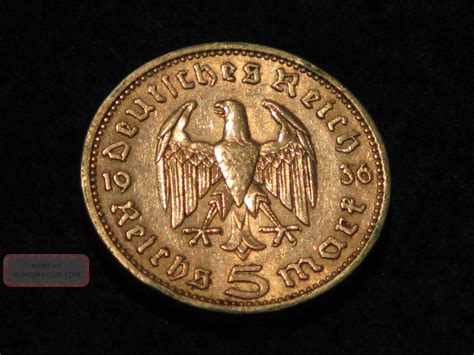 Nazi Hitler Ss Old German 1936 A 5 Mark Silver Coin
