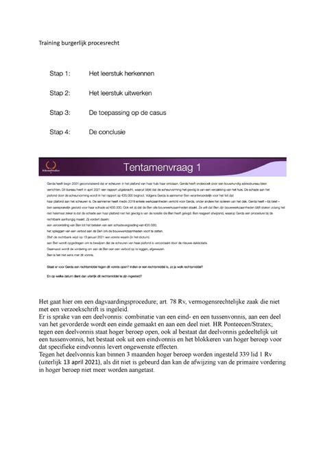 Oefenvragen Burgerlijk Procesrecht Training Burgerlijk Procesrecht