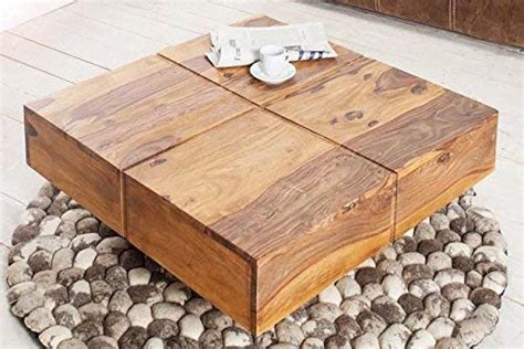 Driftingwood Solid Sheesham Wood Square Coffee Table Living Room