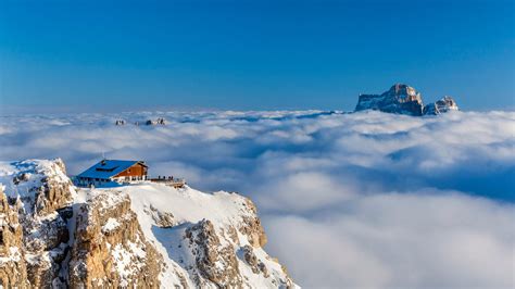 Rifugio Lagazuoi Above The Clouds With Monte Pelmo In The