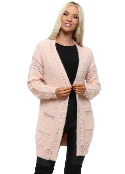 Exquiss Pink Pearl Fluffy Cardigan Designer Desirables