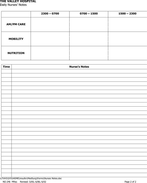 Download Daily Nurses Notes For Free Page 2 Formtemplate