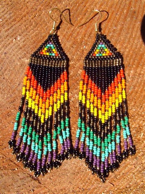 Native American Seed Beaded Rainbow Beauties Long Native American