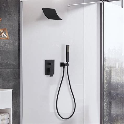 Luxury Modern Minimalist Style Wall Mount Waterfall Shower Head And Hand