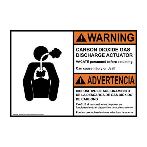 Warning Sign Carbon Dioxide Gas Discharge Bilingual Sign Ansi Gases