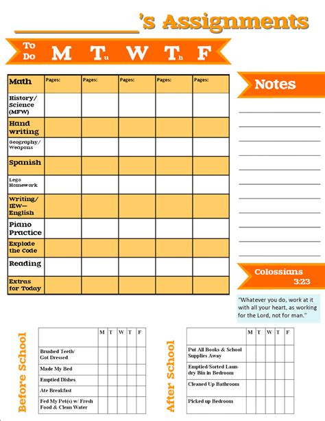Printable Assignment Sheets For Students