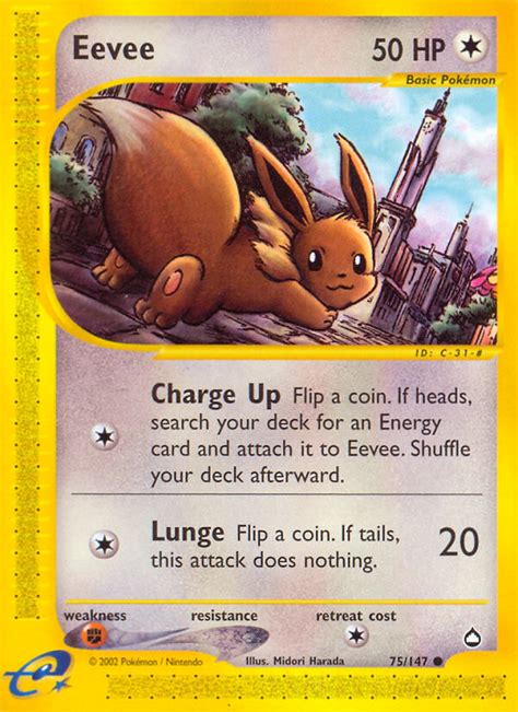 Now they could make a pretty nice deck. Eevee 75/147 - Aquapolis - e-Card - Pokemon Trading Card Game - PokeMasters