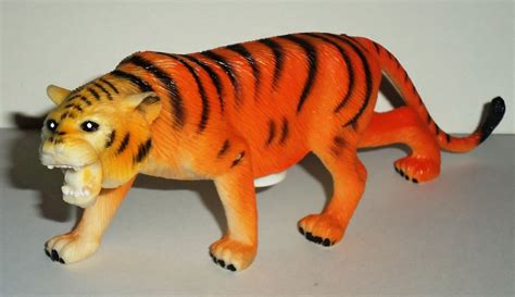 65 Long Plastic Tiger Toy Animal Figure Loose Used