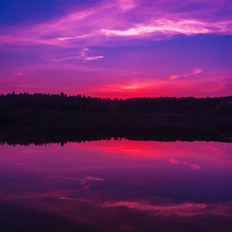 Purple Sky Wallpaper 4k Sunset Body Of Water Lake