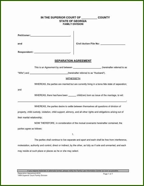 Free Printable Uncontested Divorce Forms Georgia Printable Forms Free