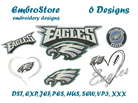 Philadelphia Eagles Embroidery Design 6 Desidns 4x4 5x7 Etsy
