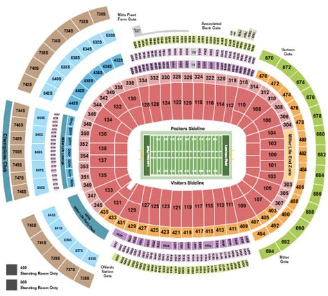 Green Bay Packers Seating Chart Lambeau Field