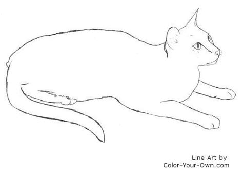 Oriental Type Cat Laying Down Line Art Cat Coloring Page Coloring