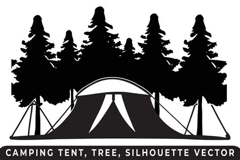 Camping Tent Silhouette Vector Tent And Tree Vector Campsite