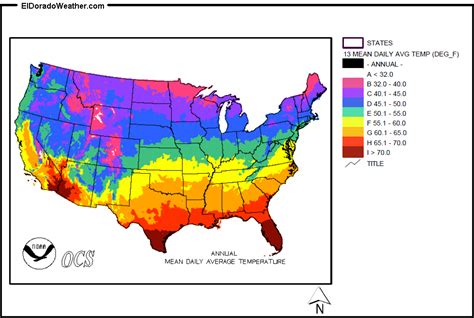United States Yearly Annual Mean Daily Average Temperature Map