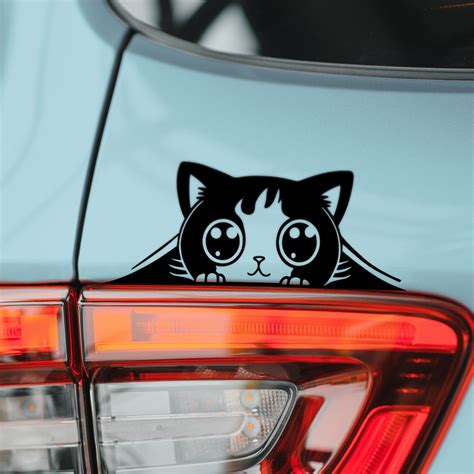 peeking monster™ cat decal black vinyl sticker for cars windows bumpers and walls small