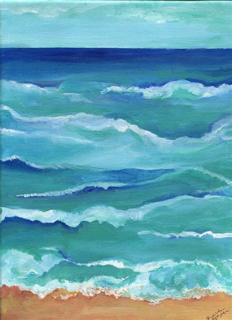 Seascape Acrylic Painting Ocean Art X Vertical Original Beach