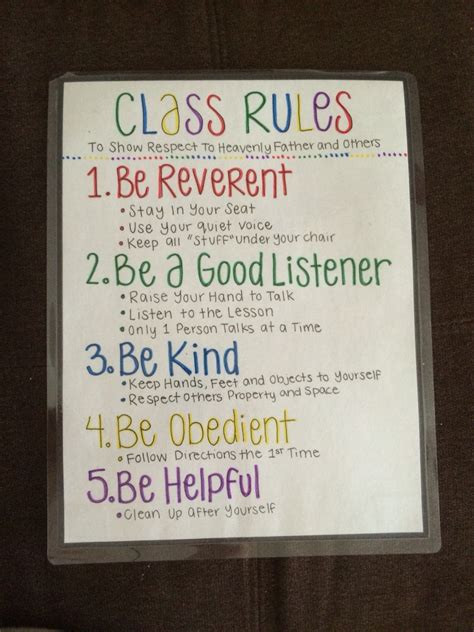 Sunday School Classroom Rules