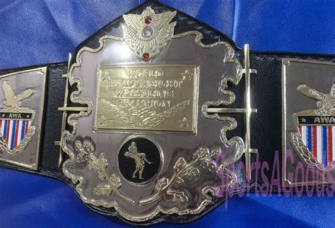 Awa World Heavyweight Wrestling Championship Belt 4mm Zinc Dual Gold