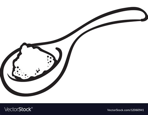 Outline Spoon Pile Salt Kitchen Royalty Free Vector Image