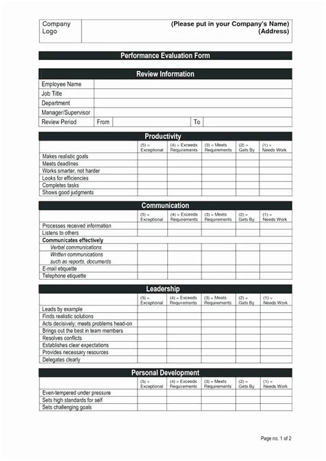 Employee Review form Template Free Unique Employee Performance Appraisal form Templ… | Employee ...