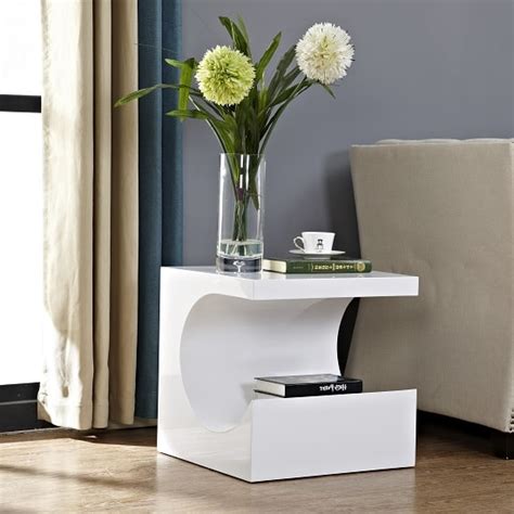 Figure Modern Side Table In White High Gloss Furniture In Fashion