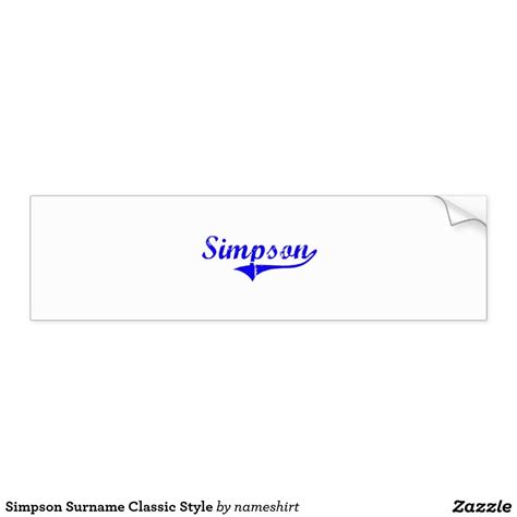 Simpson Surname Classic Style Bumper Sticker Classic