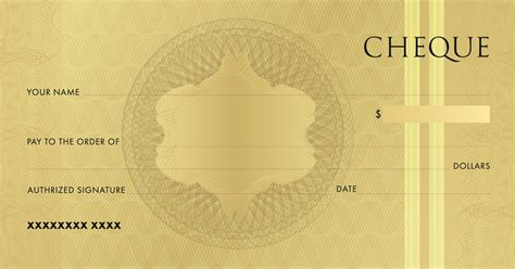 Golden Check Template For Chequebook Blank Gold Business Bank Cheque