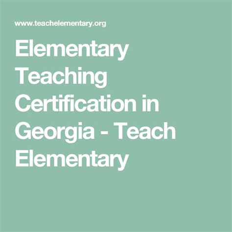 Elementary Teaching Certification In Georgia Teach Elementary