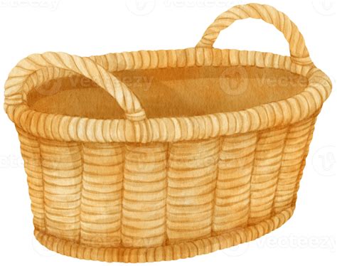 Watercolor Wicker Basket Illustration 9660052 Png