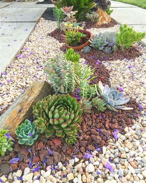 A Pretty Flowing Border Of Succulents And Rocks Succulentborders