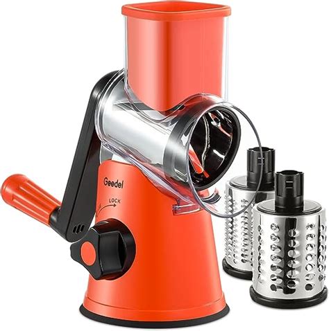 Rotary Cheese Grater Vegetable Slicer With Three Drum Blades Grater