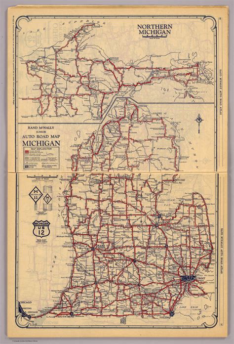 Old Michigan Road Maps Tourist Map Of English