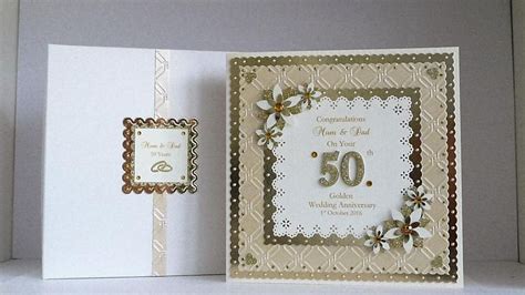 Golden 50th Wedding Anniversary Card For Wifehusbandmumdadfriends