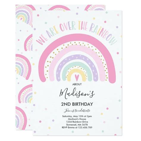 Rainbow Birthday Invitation Pastel Rainbow Party In 2020